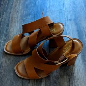 Leather brown heels 2.5 in height